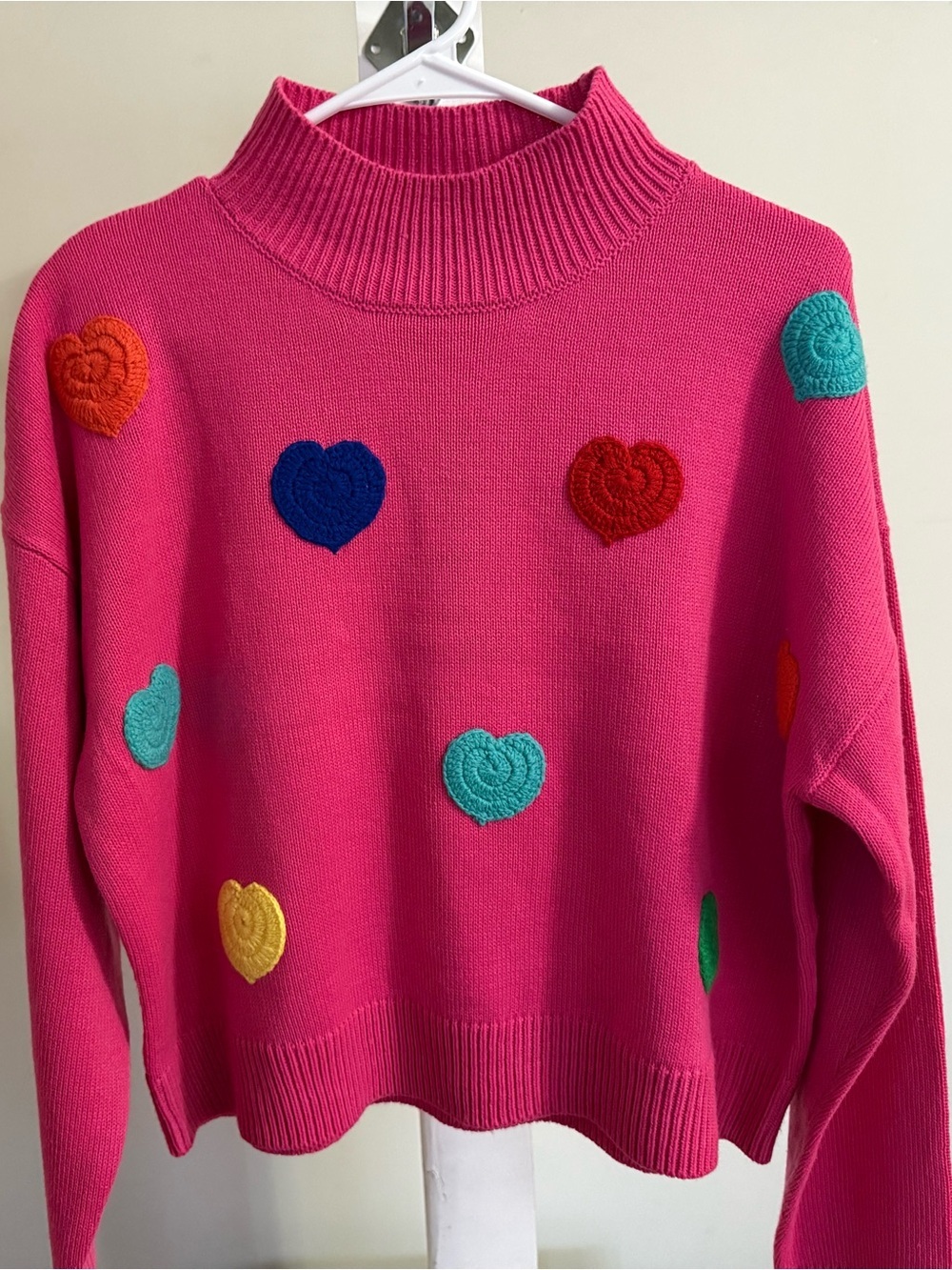 NWT Trendy Threads Embroidered Hearts Sweater
